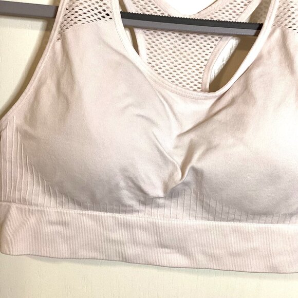 Women's White Sports Bra Racerback Padded Bra Support - Picture 3 of 8